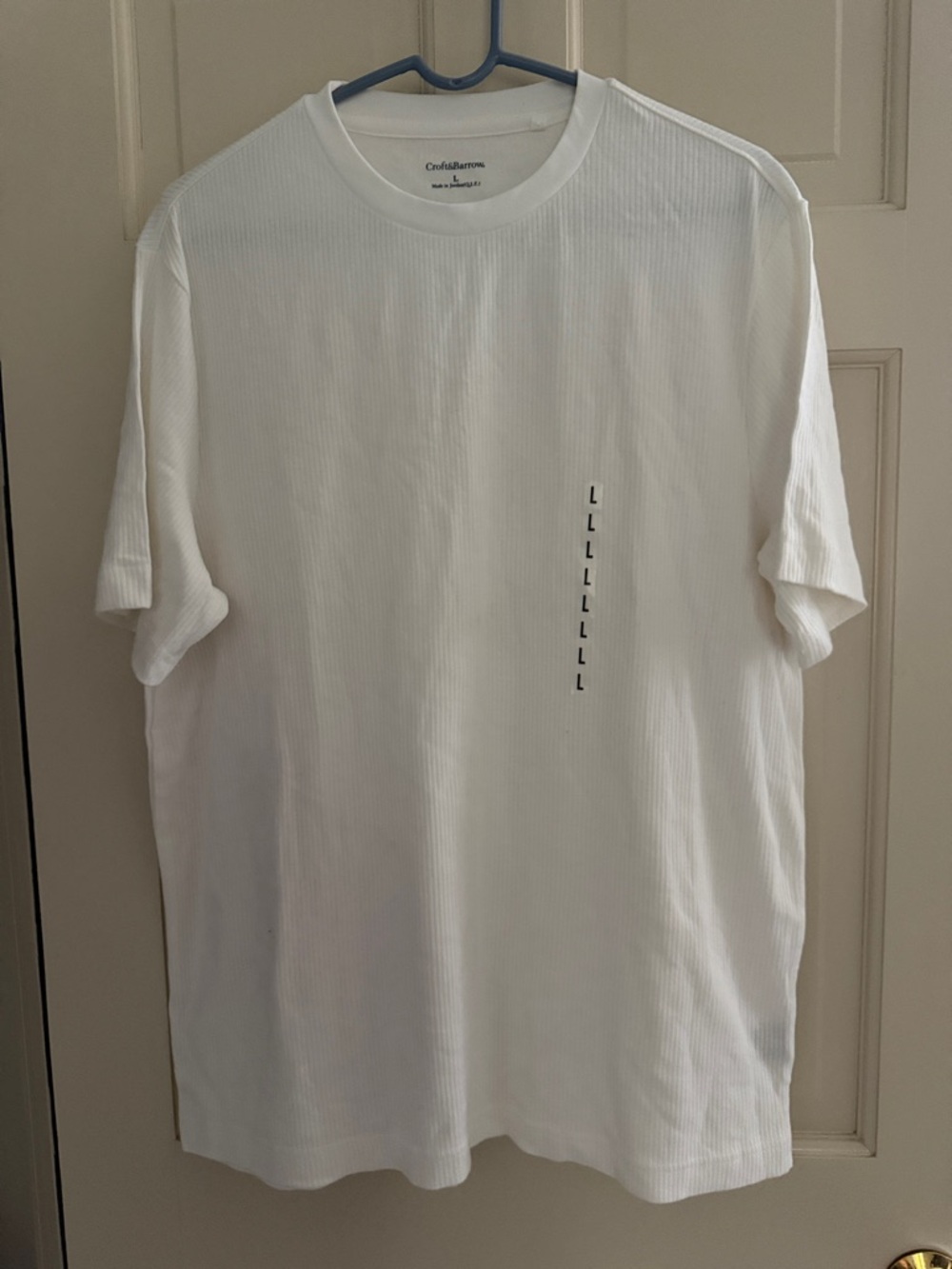 croft & barrow White Ribbed Short-Sleeve Tee with Vertical Accent